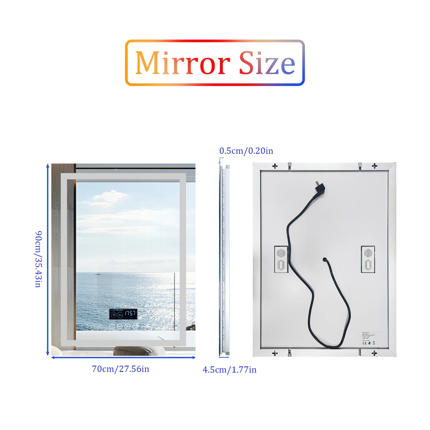 Luvodi Illuminated Bluetooth LED Bathroom Mirror Time Display