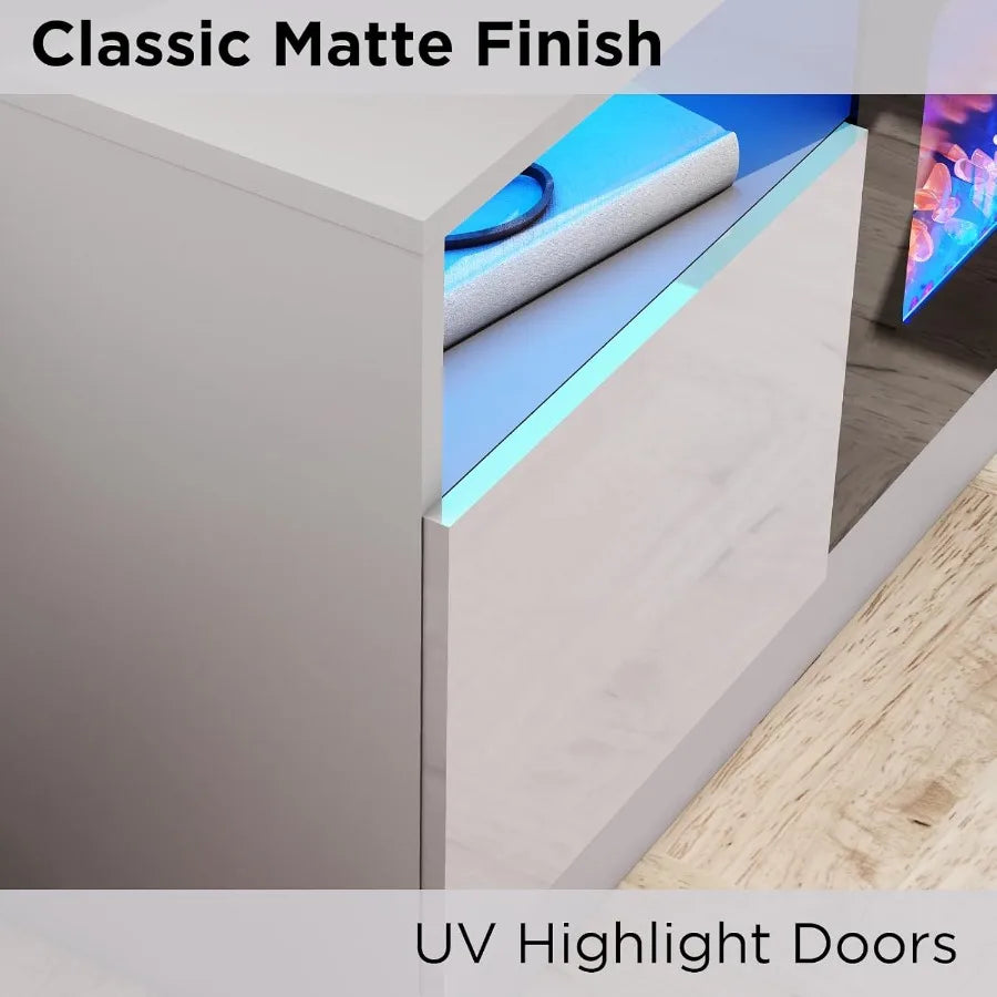 Amerlife TV Stand With Fireplace LED Entertainment Center