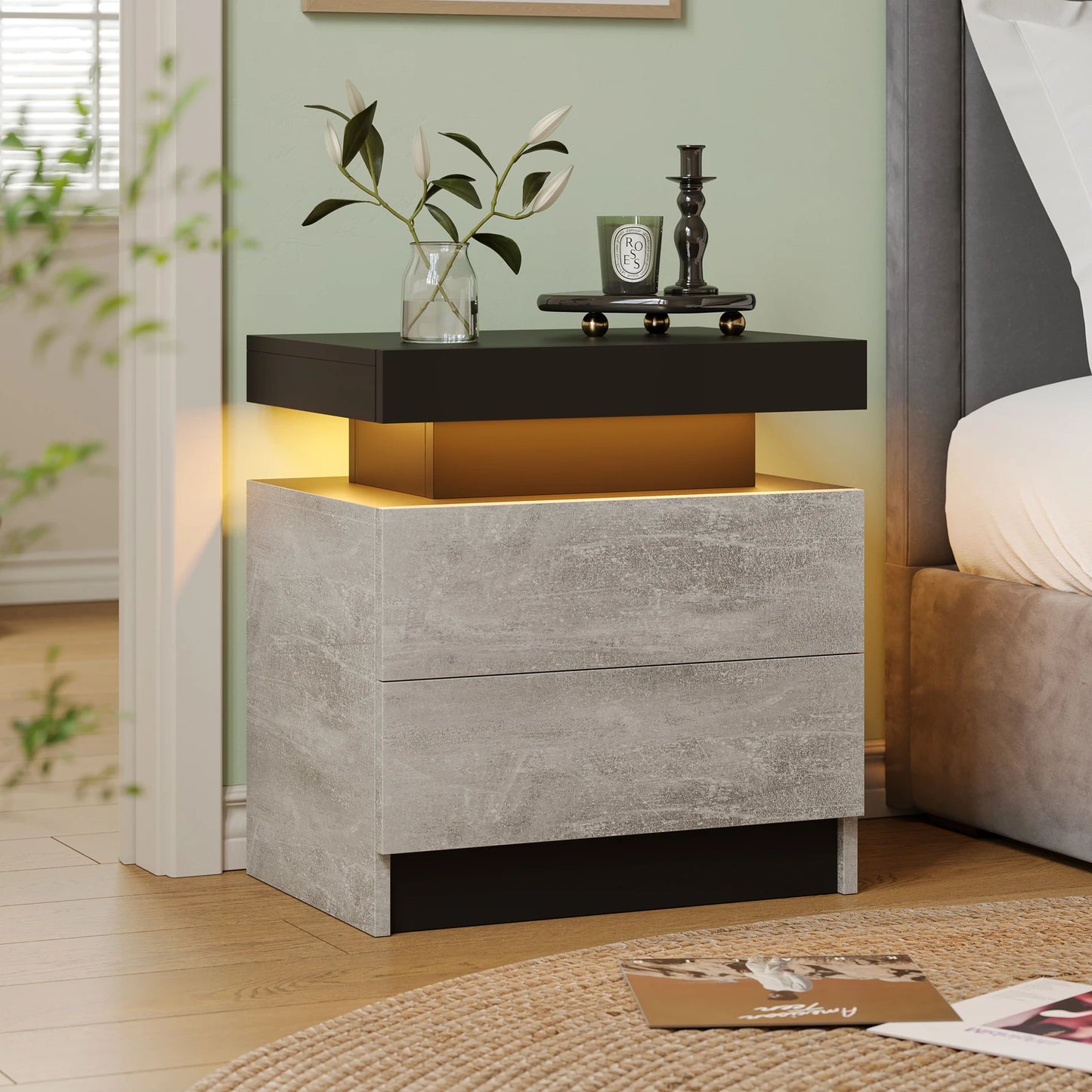Cubehom LED Nightstands With Drawers And RGB Lighting