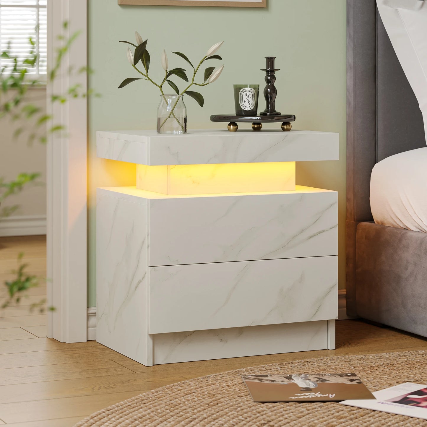 Cubehom LED Nightstands With Drawers And RGB Lighting