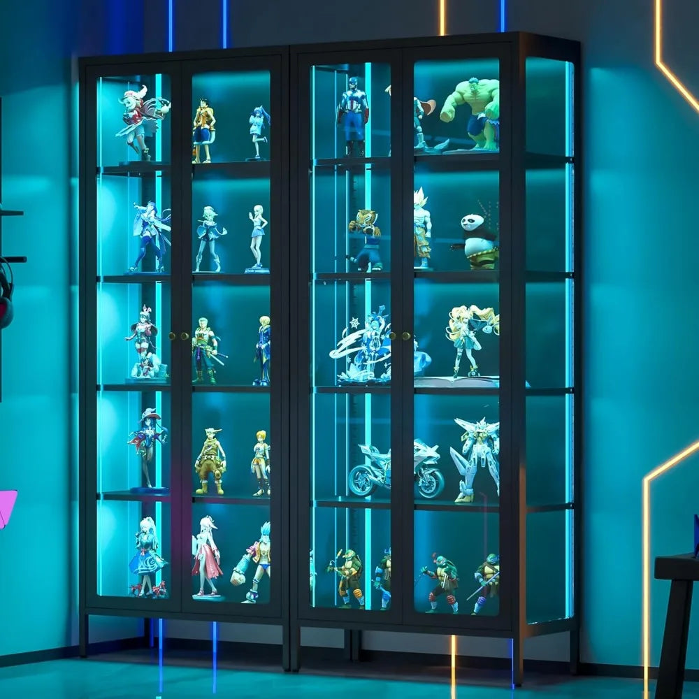 MKDK 5 Tier Glass Display Cabinet With LED Lighting