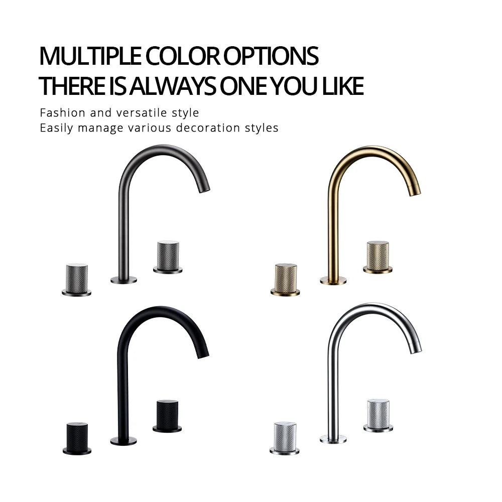 Bagnolux Deck Mounted Basin Faucet Dual Handle Hot Cold Mixer 360 Rotation