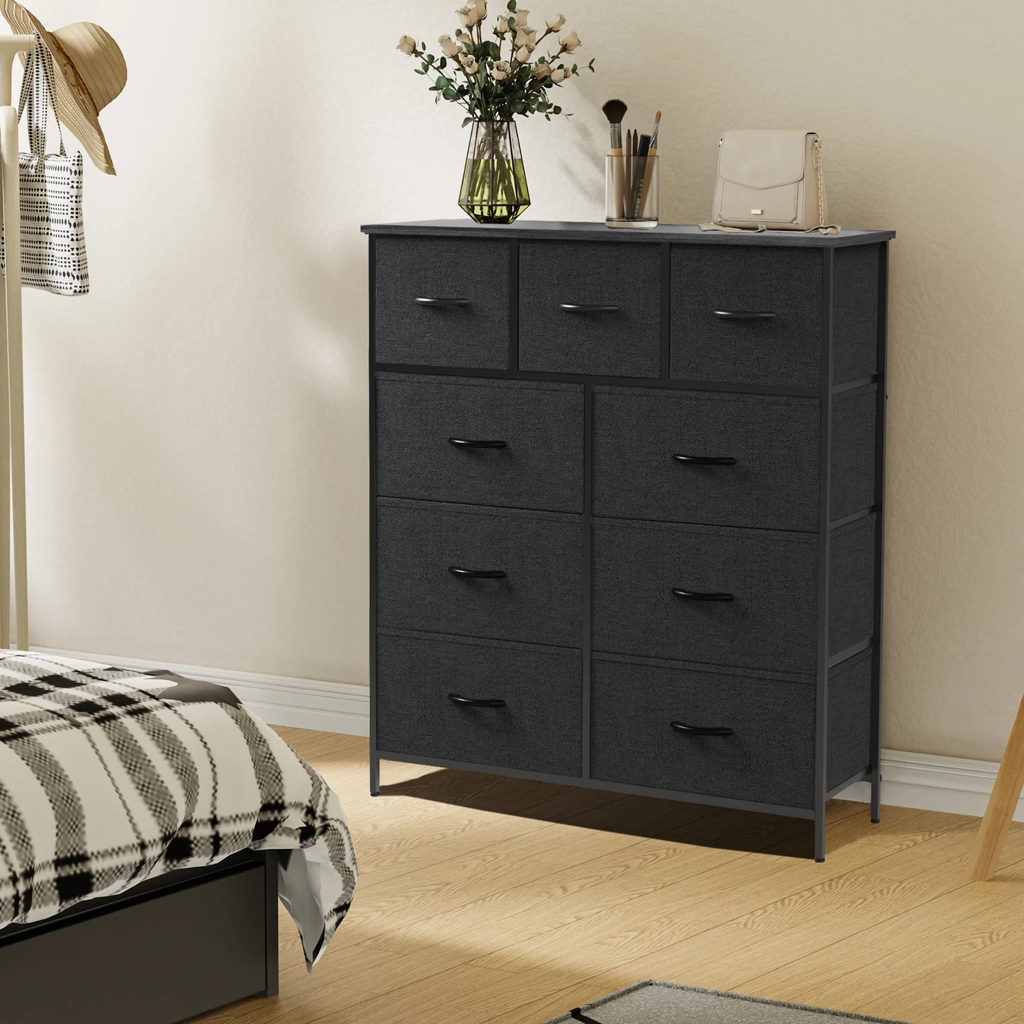 JHK Dresser Wardrobe With Nine Fabric Storage Drawers