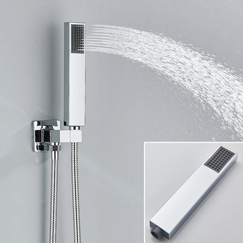 Quyanre Concealed Shower Faucet System 2 Way Rainfall Mixer