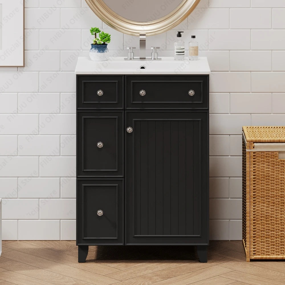 FIIBUU Ceramic Sink Vanity Cabinet With Two Drawers