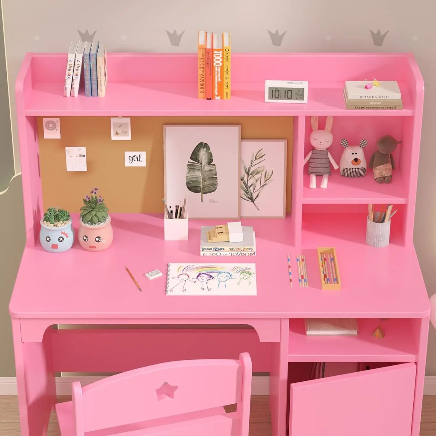 HobbyLane Kids Desk and Chair Set With Hutch Storage