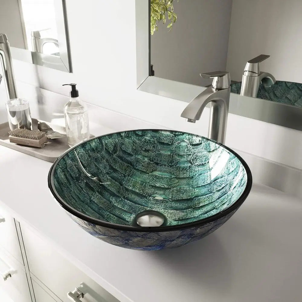 Tempered Glass Vessel Sink With NonStickShield QuickDrain TempGuard