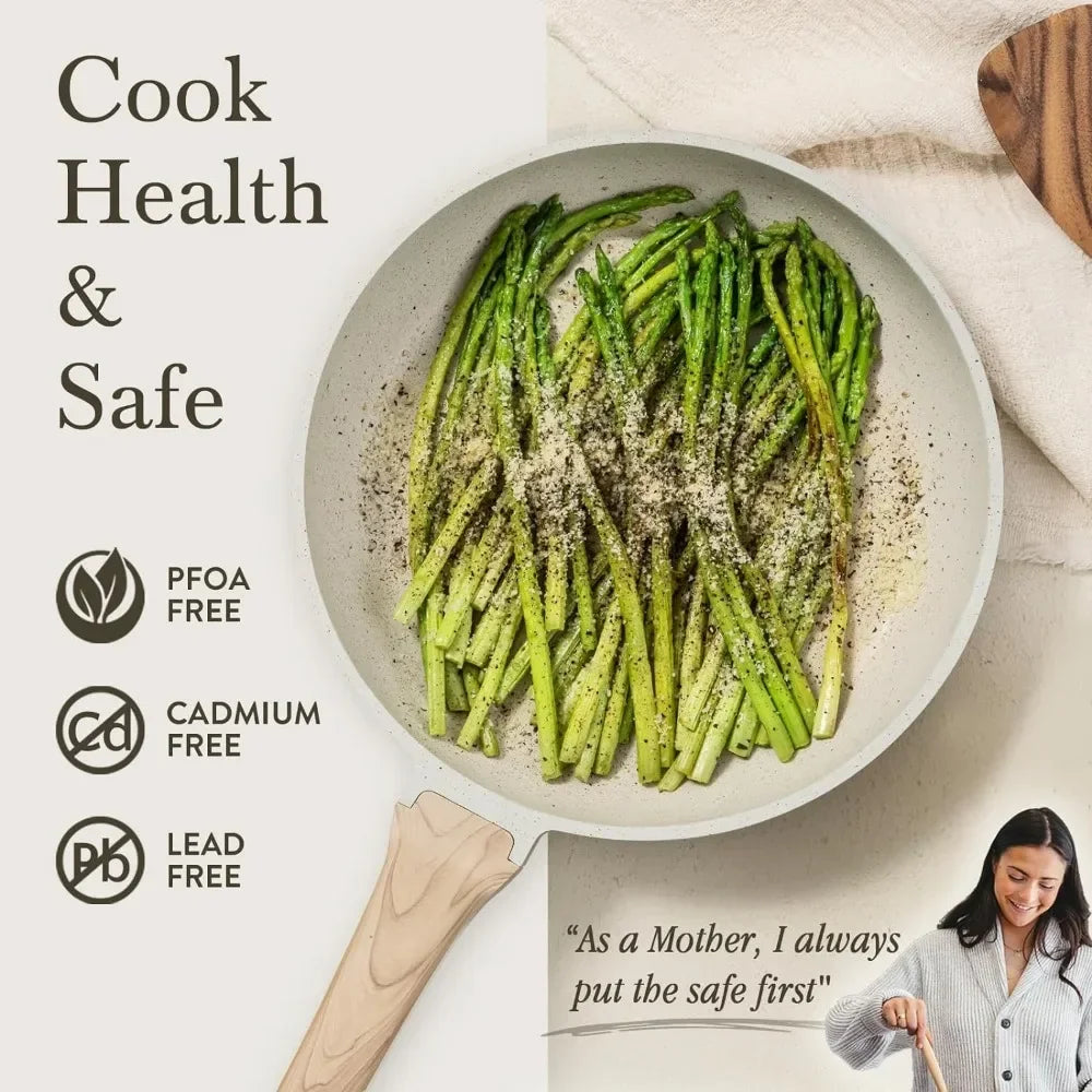 XMSJ Nonstick Granite Induction Cookware Set With Frying Pans