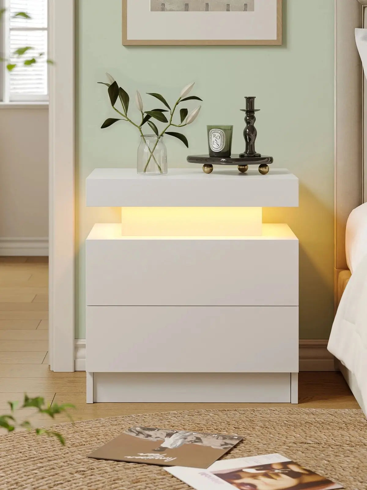Cubehom LED Nightstands With Drawers And RGB Lighting