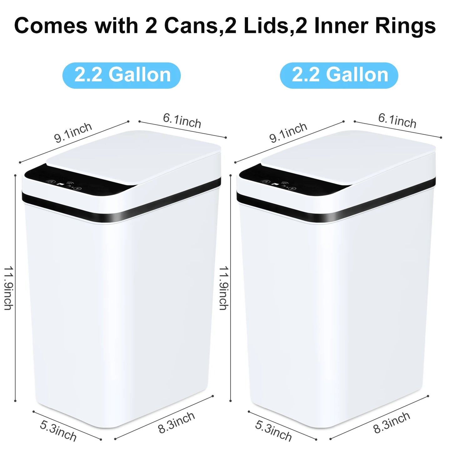 Guangdong Touchless Bathroom Trash Cans 12L 2 Pack