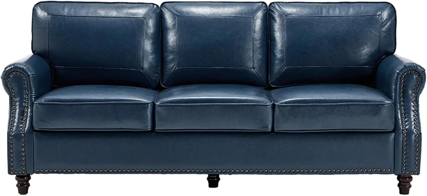 ZHUXIANG Faux Leather Sofa Modern Mid Century Living Room Couch