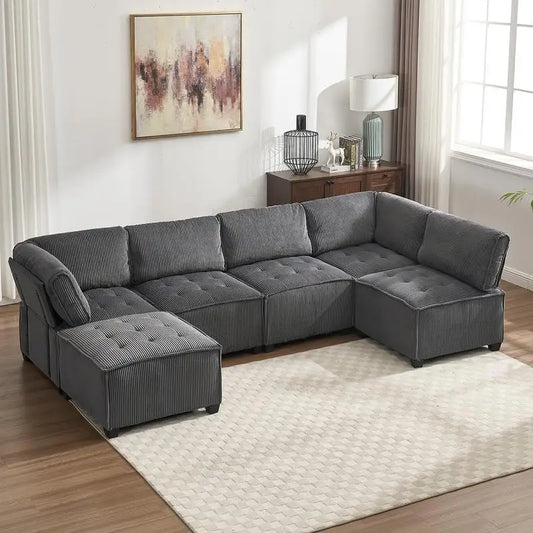 Modular U-Shaped Sectional Sofa With Reversible Chaise For Living Room