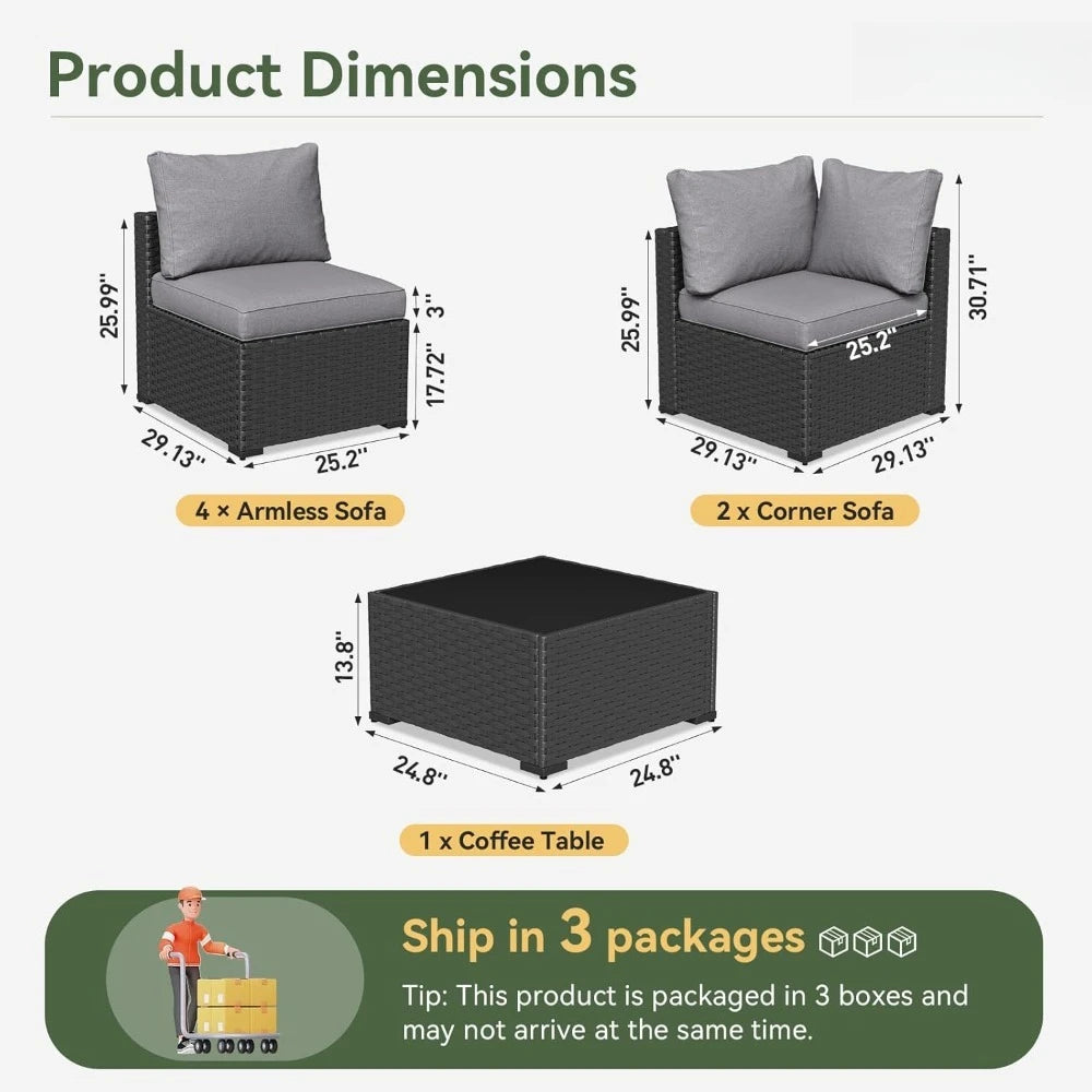 Outdoor Wicker Rattan Patio Furniture Set With Cushions