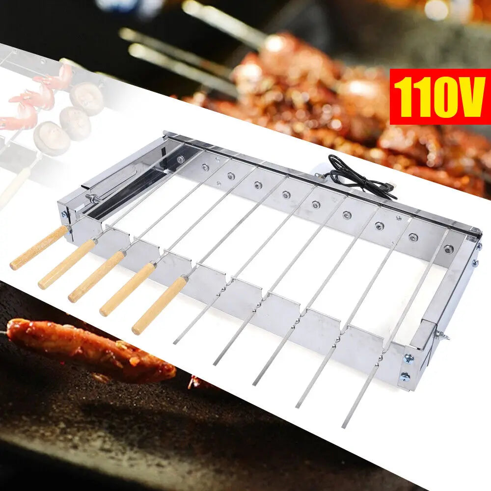 Bymaocar Kebab Automatic Rotating Rotisserie Skewers Set 10 Holes