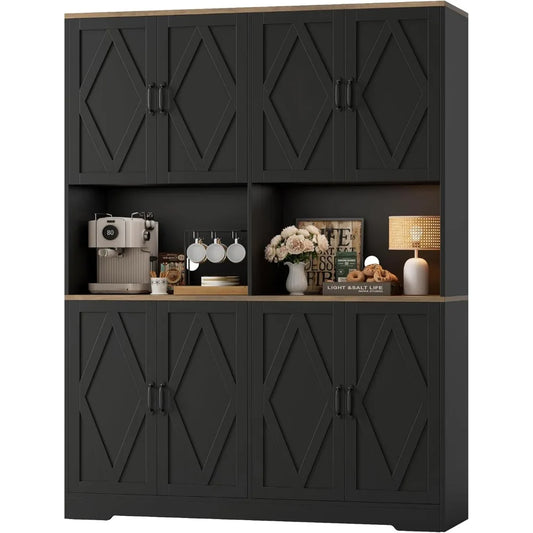 DAFIFY Freestanding Pantry Cabinet With Microwave Stands Farmhouse