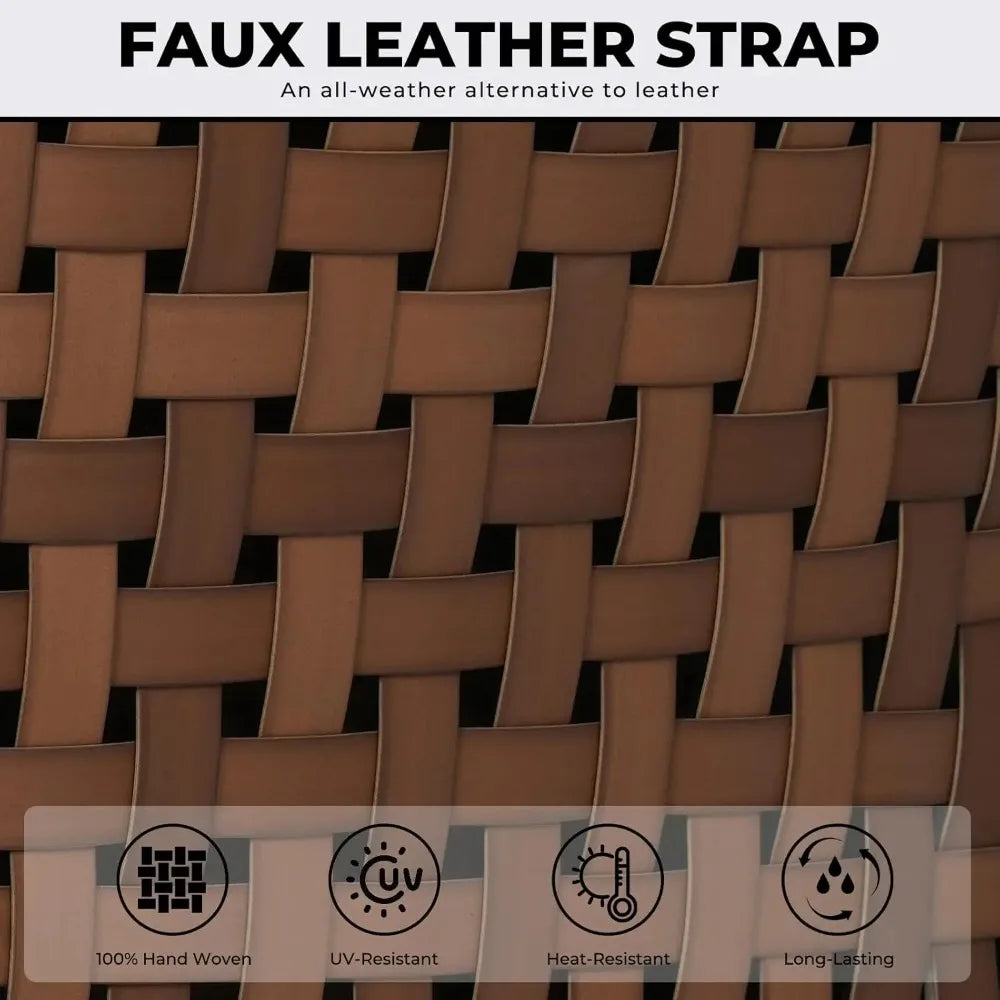 Outdoor Dining Set With Wicker Swivel Chairs And Square Woodgrain Table