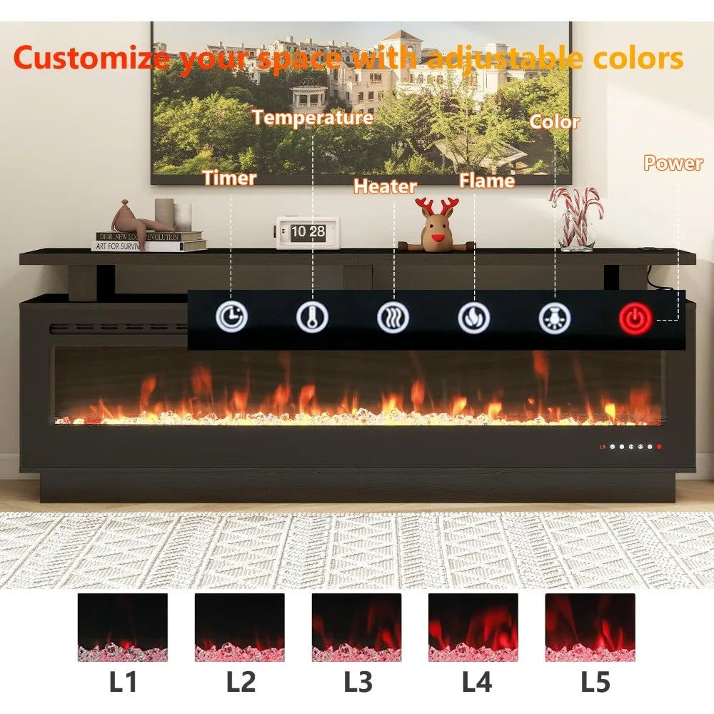 ZHUXIANG Electric Fireplace TV Stand Mantel Cabinet
