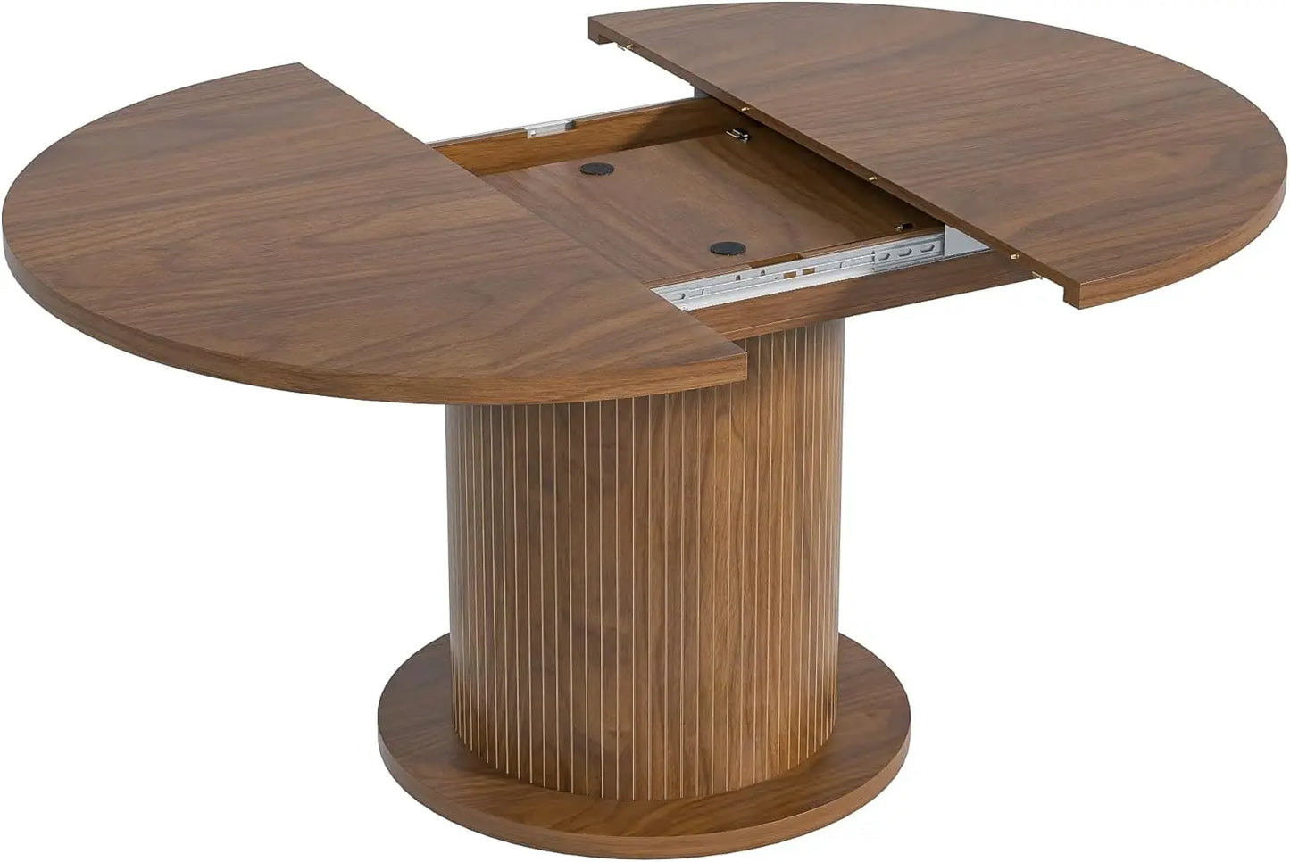 XMSJ Round Dining Table For 6 With Wood Strip Base