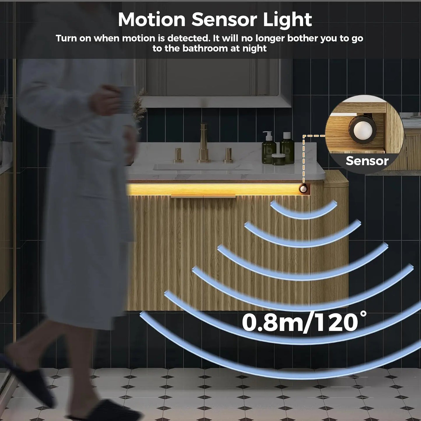 Ironck Bathroom Vanity With Motion Sensor Light Marble Top