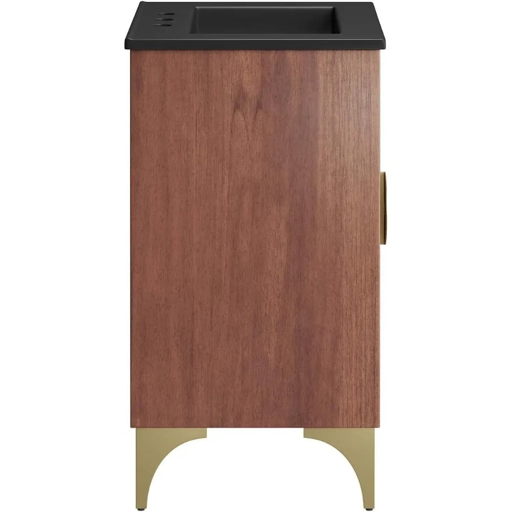 Modern Open Shelving Bathroom Vanity Cabinet With Ceramic Sink