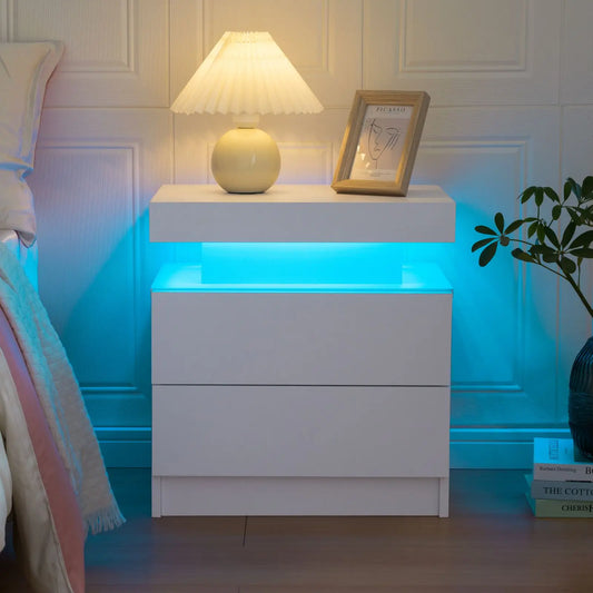 Cubehom LED Nightstands With Drawers And RGB Lighting