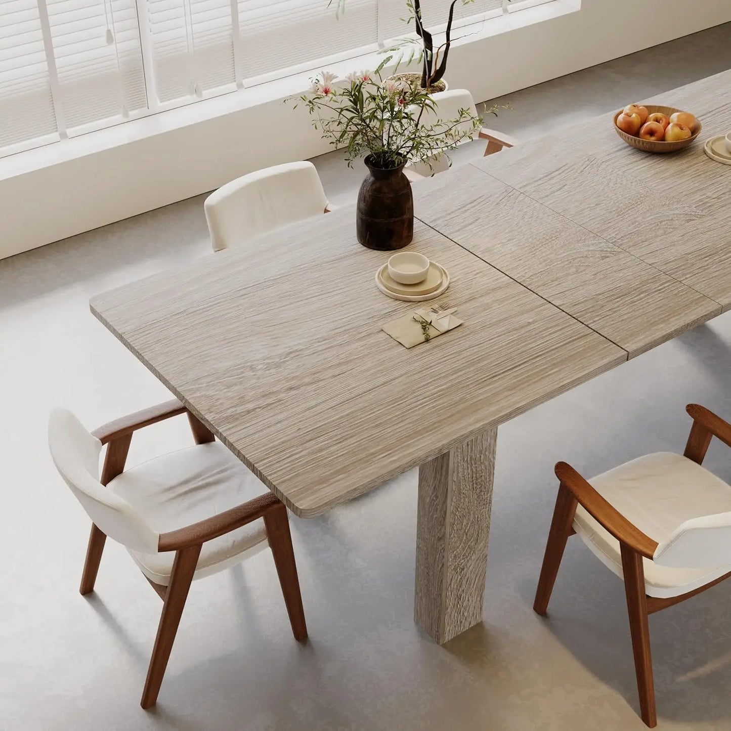 Extendable Oak Rectangular Dining Table Modern Kitchen