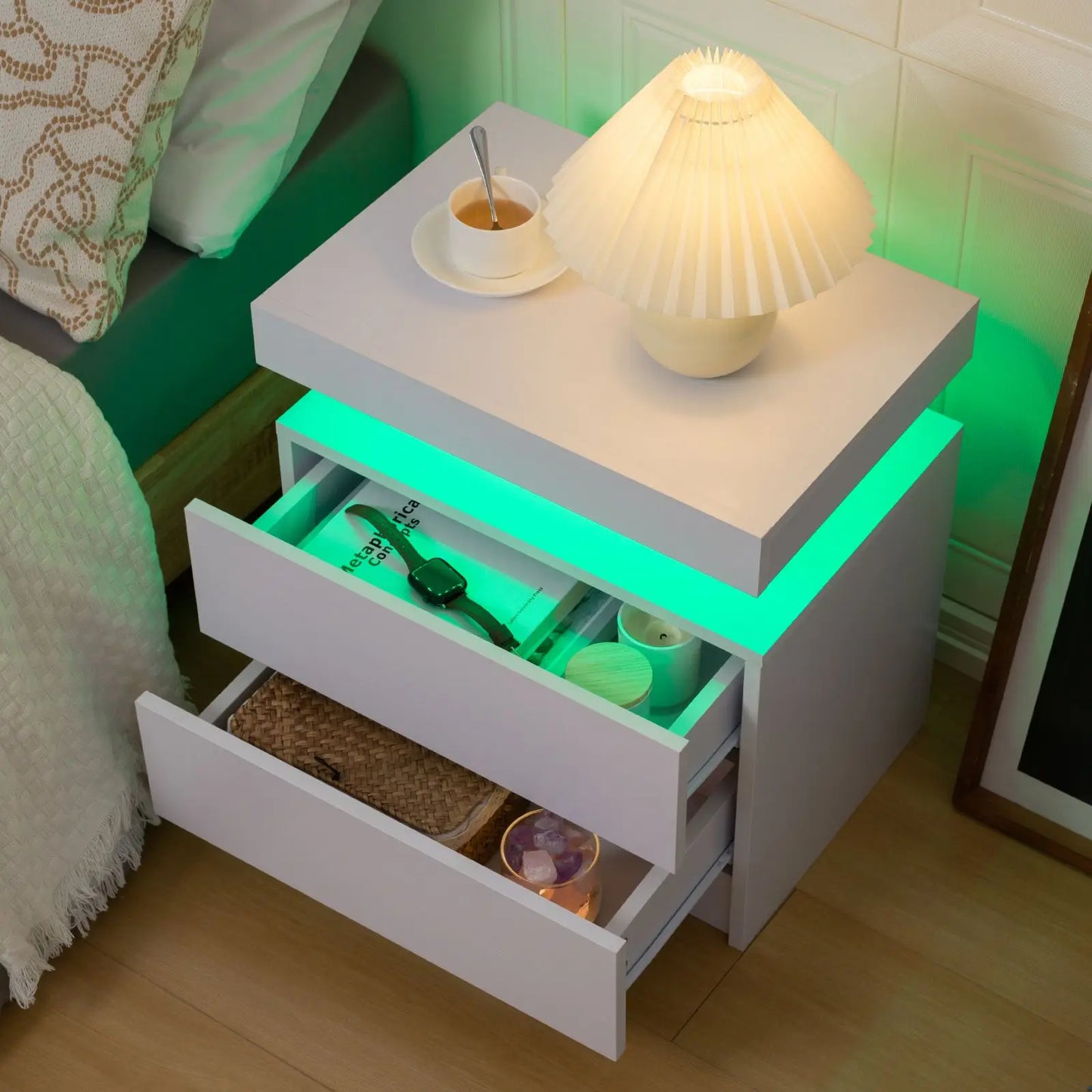 Cubehom LED Nightstands With Drawers And RGB Lighting