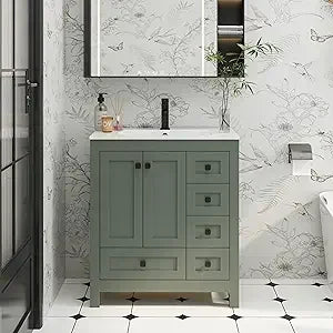 DAFIFY Bathroom Vanity With Undermount Sink One Door One Drawer