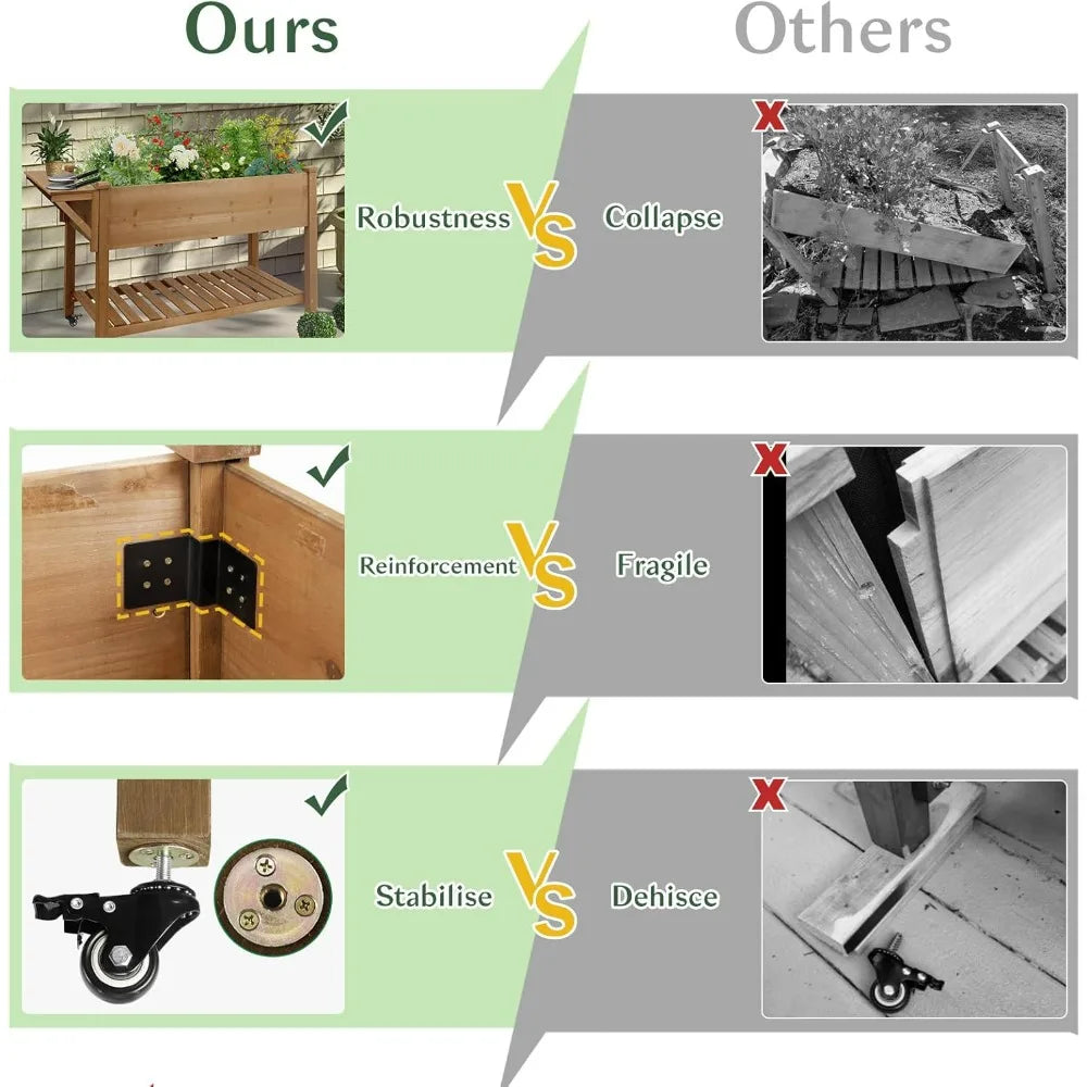 Hign-concerned Elevated Wood Planter Box For Garden