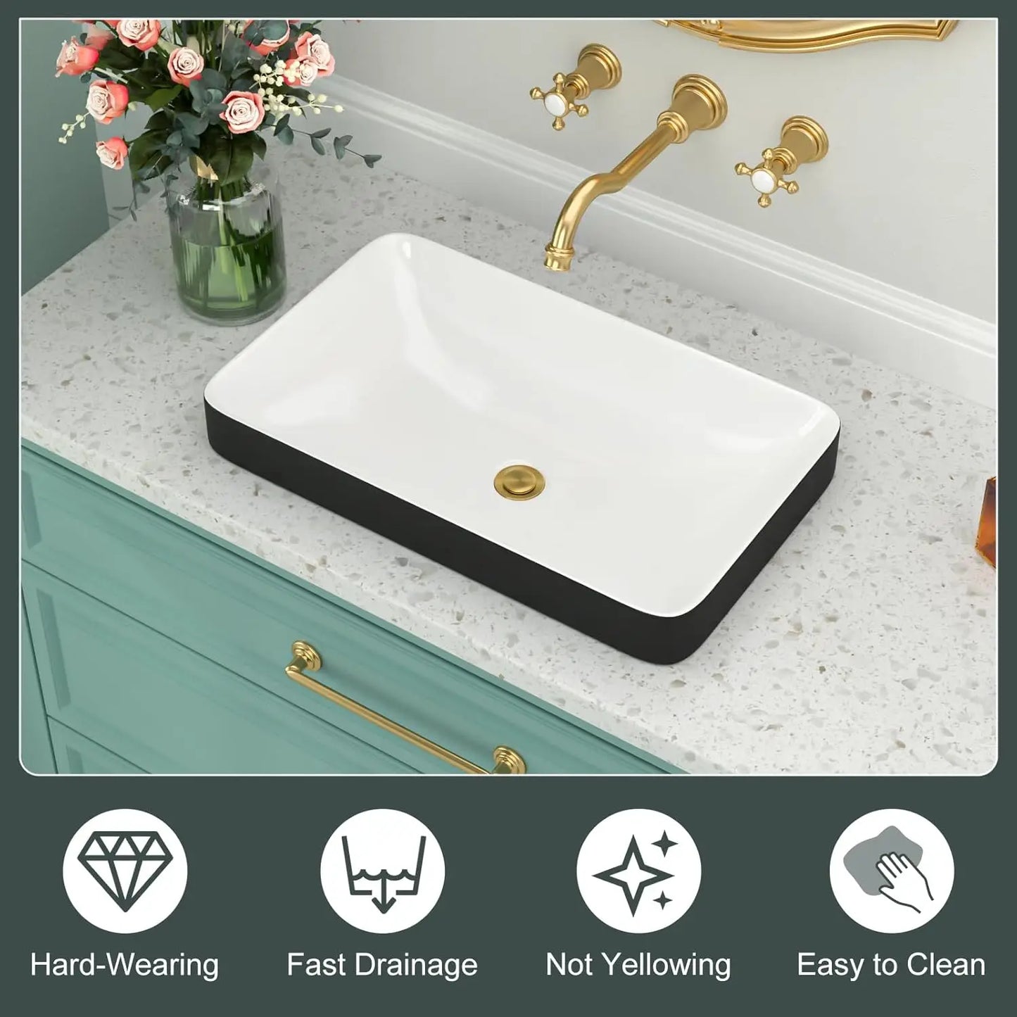 Semi Recessed Ceramic Bathroom Sink Modern Art Basin For Countertops