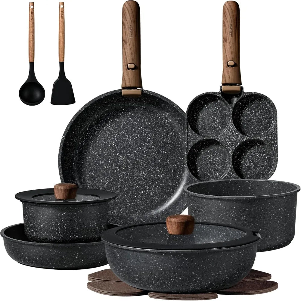 Carote Nonstick Pots And Pans Set With Detachable Handles