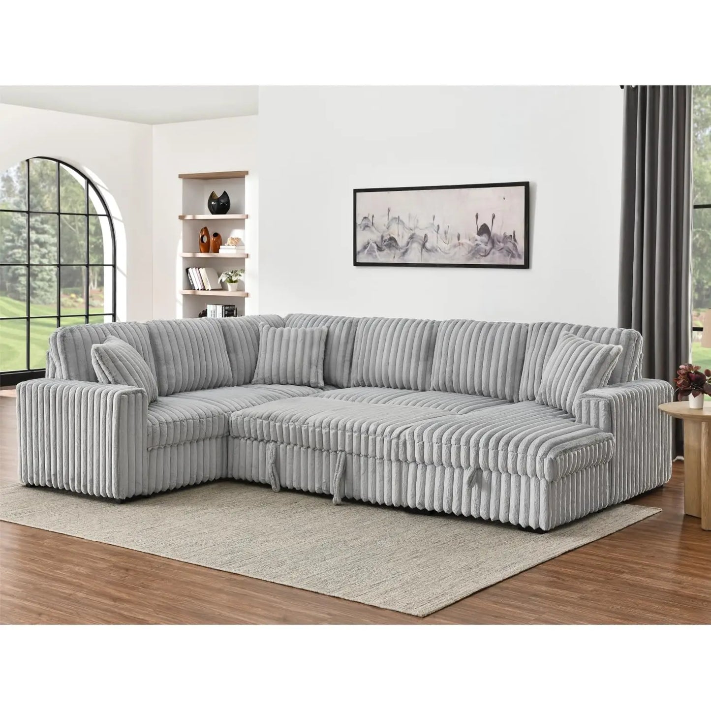 TODRANI U Shaped Sleeper Sectional Sofa With USB Ports