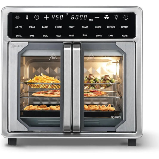 XMSJ French Door Air Fryer Oven Countertop Convection Cooker LED Display