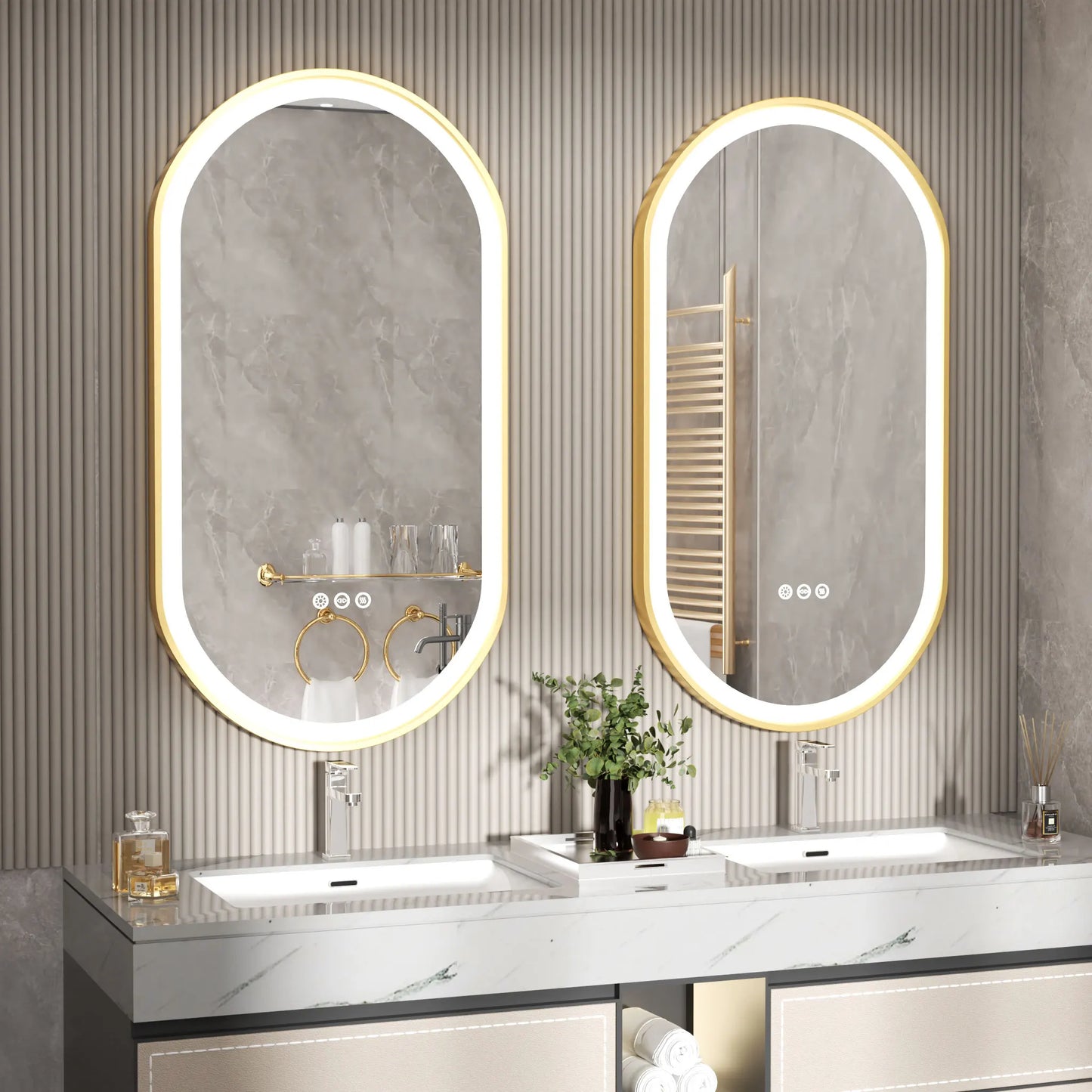 Wisfor LED Oval Bathroom Mirror With Stepless Dimmable Vanity Light