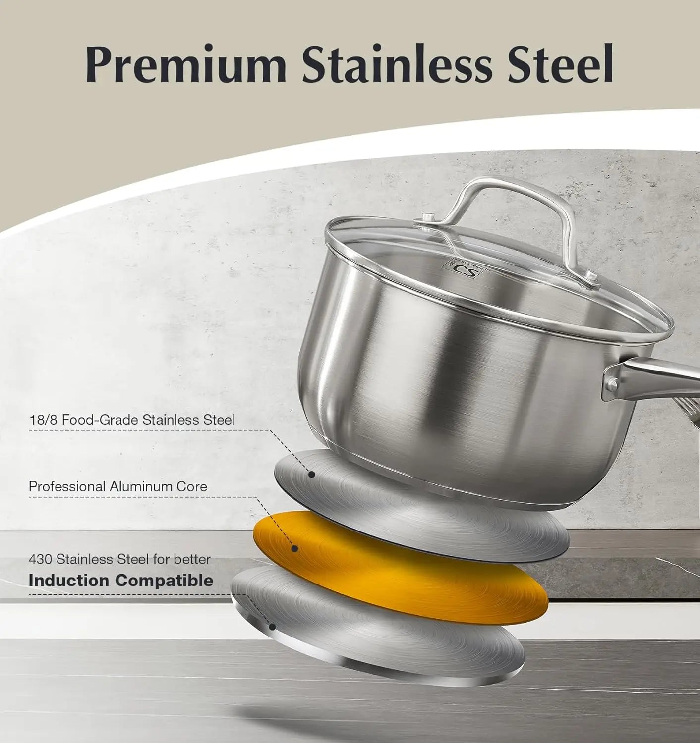KOCH SYSTEME CS 10 Piece Stainless Steel Pots And Pans