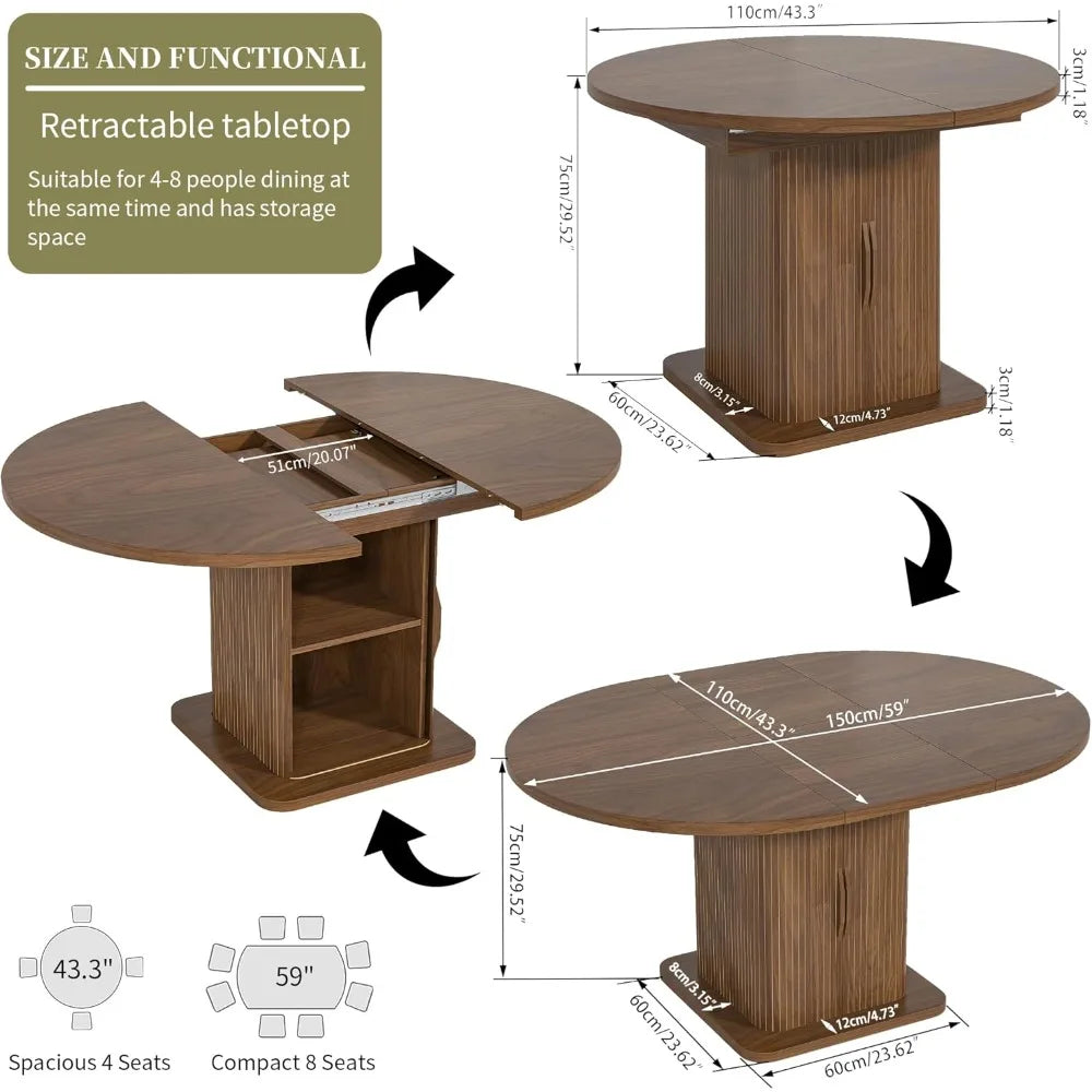 Extendable Dining Table For Four To Eight With Storage