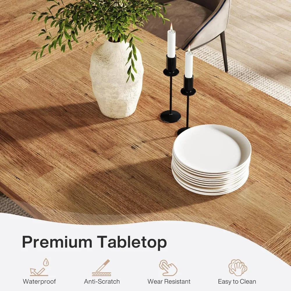 Farmhouse Wooden Dining Table For 6 To 8 People Sturdy