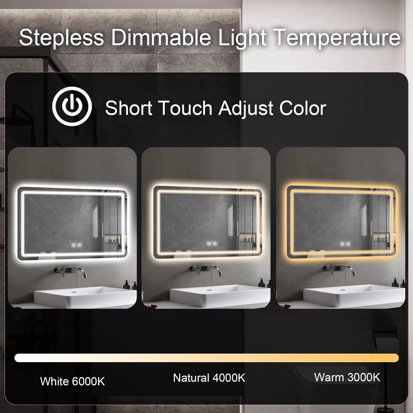 MYGIIVOVO LED Bathroom Vanity Mirror With Backlit Demister Dimmable