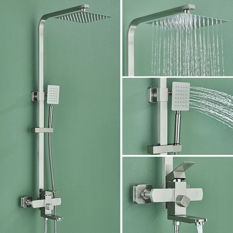 Quyanre 3 in 1 Shower System With Rain Handheld Spout