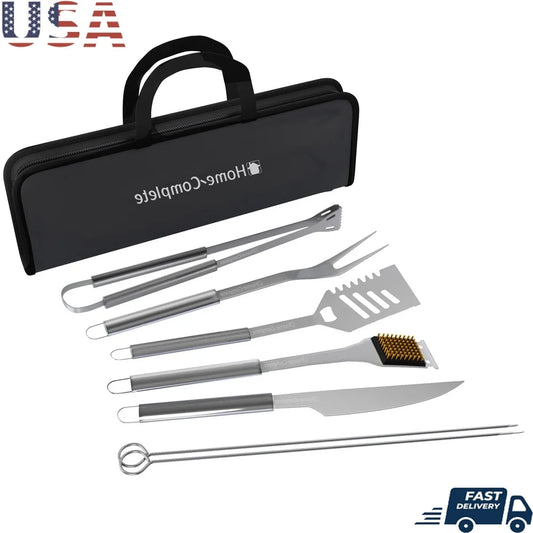 BBQ Grill Tool Kit Stainless Steel Utensils Set Skewers Case