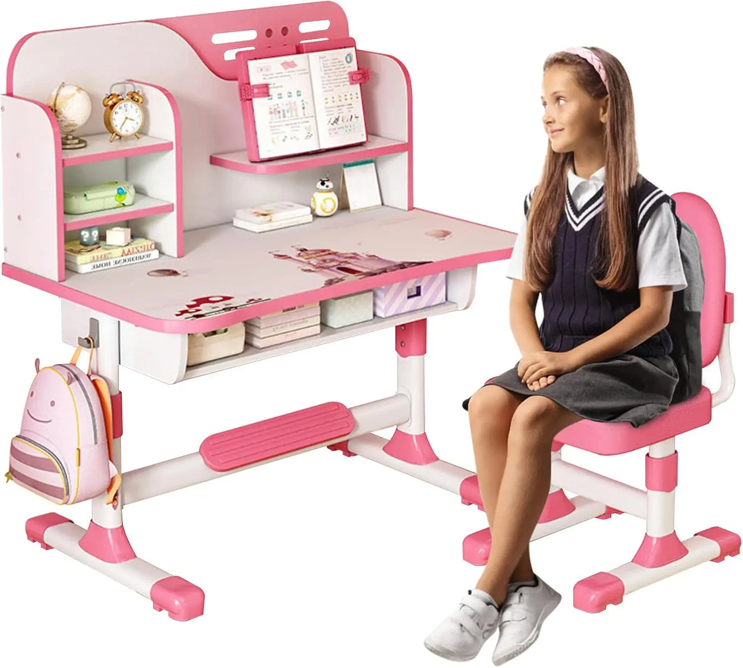 High-concerned Kids Height Adjustable Desk And Chair Set