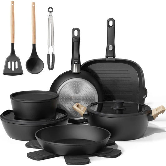 Iosn Ceramic Nonstick Cookware Set With Removable Handles