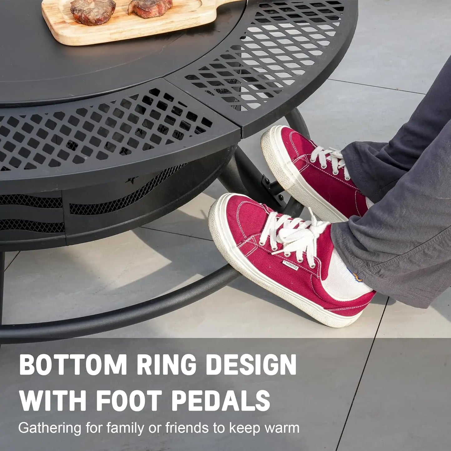 XMSJ Outdoor Fire Pit Grill With Cover And Two Grates