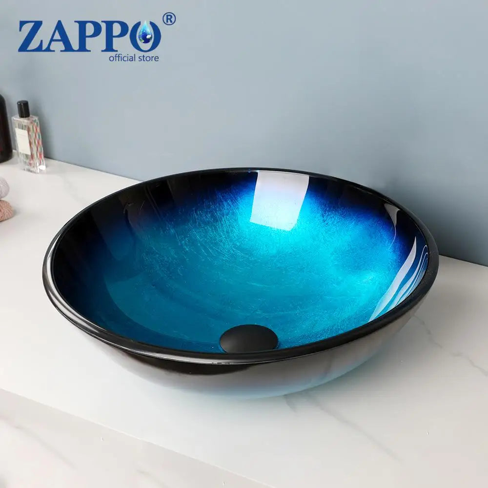 Torayvino ZAPPO Tempered Glass Vessel Sink with Waterfall Faucet