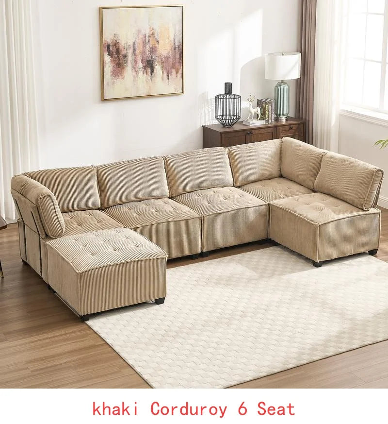 Modular U-Shaped Sectional Sofa With Reversible Chaise For Living Room