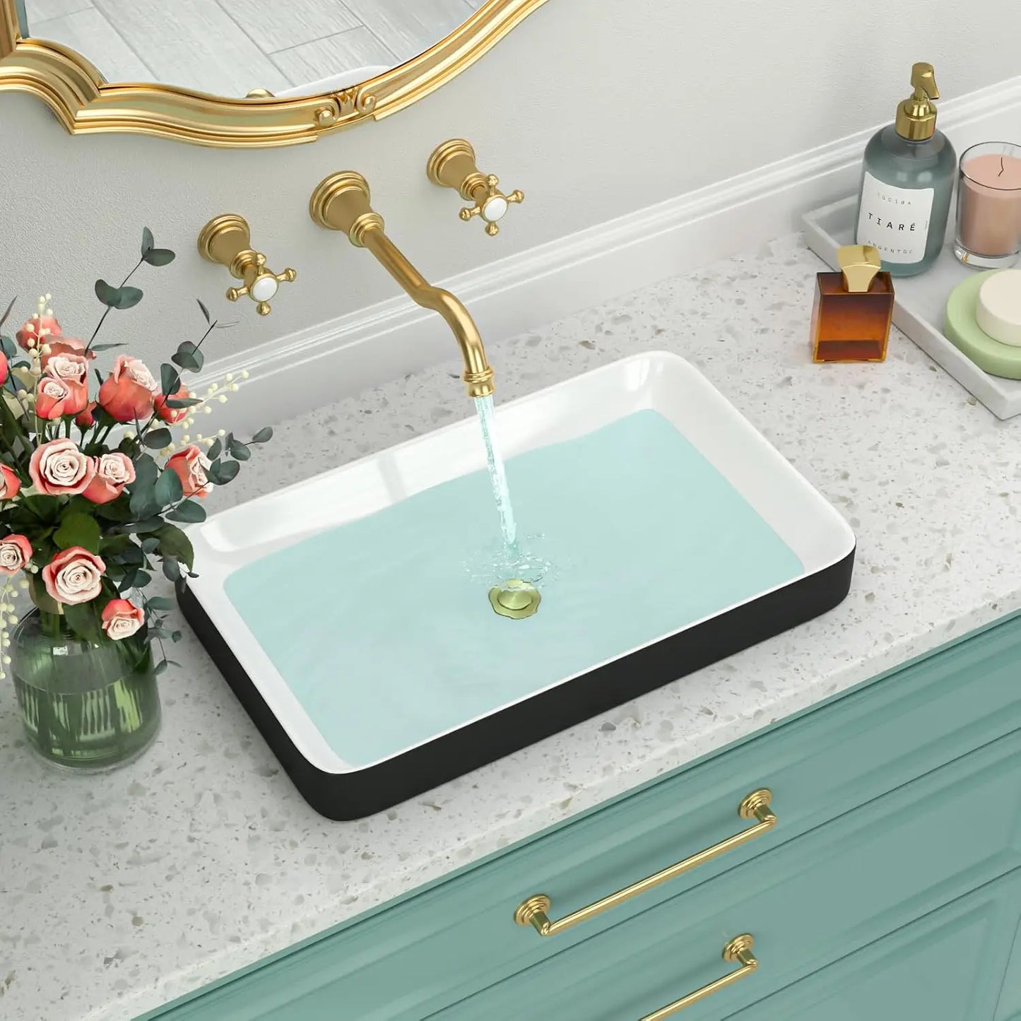 Semi Recessed Ceramic Bathroom Sink Modern Art Basin For Countertops