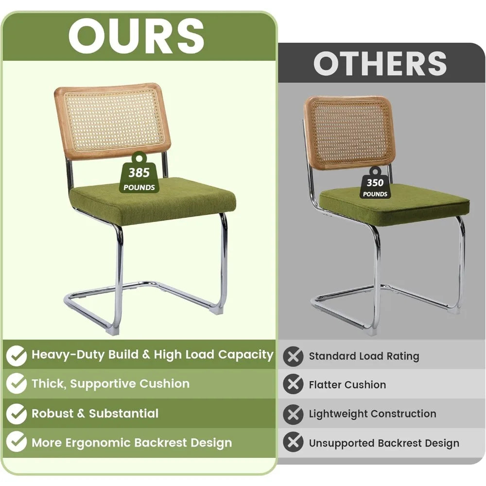 Dining Chairs Set Of 2 Modern Rattan Chrome Frame