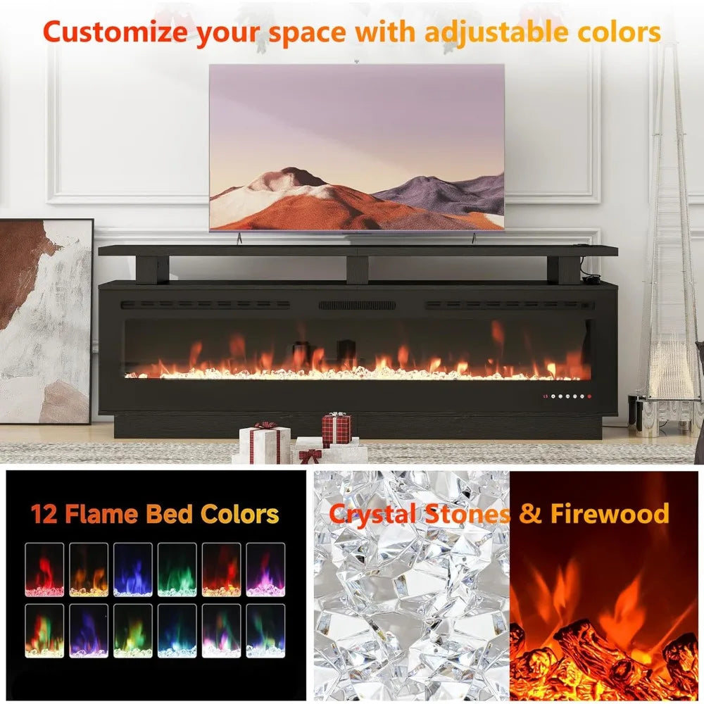 ZHUXIANG Electric Fireplace TV Stand Mantel Cabinet