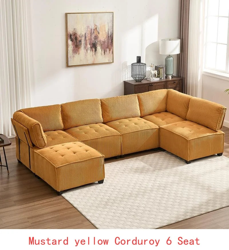 Modular U-Shaped Sectional Sofa With Reversible Chaise For Living Room