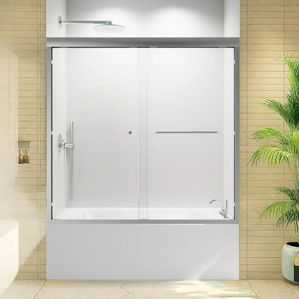 UbMelt Semi Frameless Double Sliding Shower Door With Tempered Glass